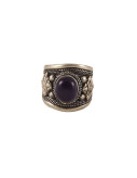 Nepalese Ring - Single Purple Stone - Wide