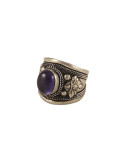 Nepalese Ring - Single Purple Stone - Wide
