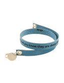 Royal Blue Custom Engraved Leather Bracelet - Double Wrap