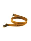Yellow Ochre Custom Engraved Leather Bracelet - Double Wrap