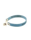 Royal Blue Engraved Leather Bracelet - Single Wrap