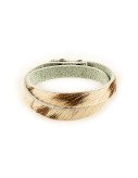 Leather sturdy buttoned bracelet. Double Wrap. Cow print