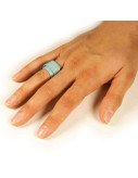 Leather Ring Light Baby Blue Hand