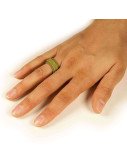 Leather Ring Slim Olive Hand