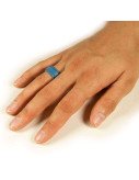 Leather Ring Slim Royal Blue Hand