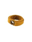 Leather Ring Slim Yellow Ochre Side