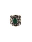 Nepalese Ring - Single Green Stone - Wide