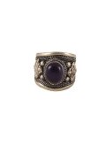 Nepalese Ring - Single Purple Stone - Wide