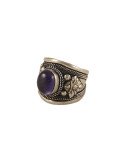Nepalese Ring - Single Purple Stone - Wide